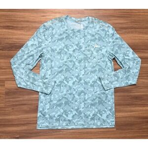 Marsh Wear Mens Buxton Tech Camo Crew Long Sleeve Pocket Tee Blue Grey Sz M